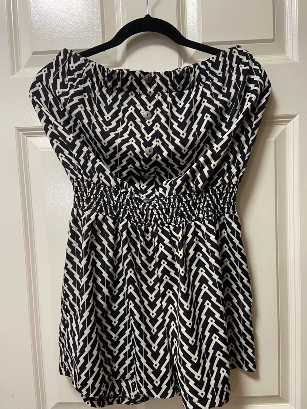 Black & White Strapless Patterned Women’s Romper